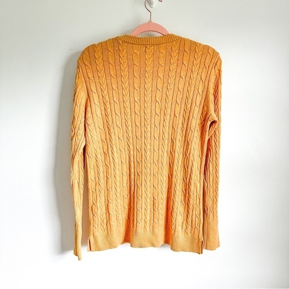 A New Day Mustard Yellow Cable Knit Crew Neck Preppy Sweater sz Large - Picture 3 of 4